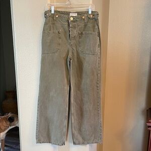 Free People Olive Wide Leg Jeans
